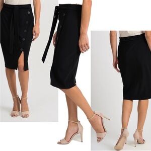 Joseph Ribkoff Womens Joseph Ribkoff Front Tie Button Skirt Black size 8 NWT